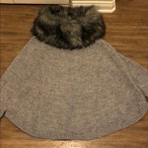 Michael Kors grey sweater cloak cape jacket coat